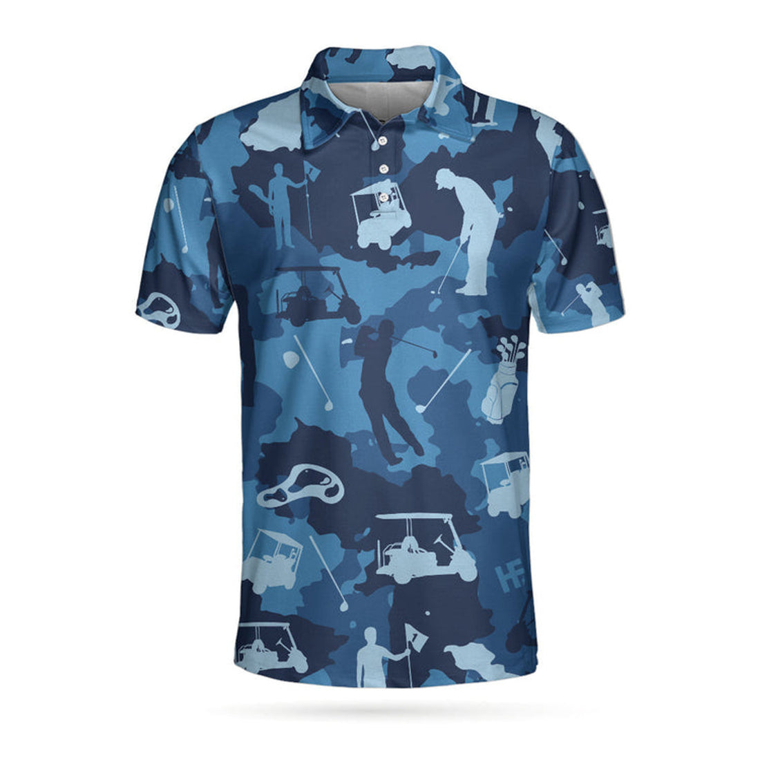 Golf Ocean Blue Camouflage Polo Shirt for Men Coolspod Men's Polo Shirt S-5XL