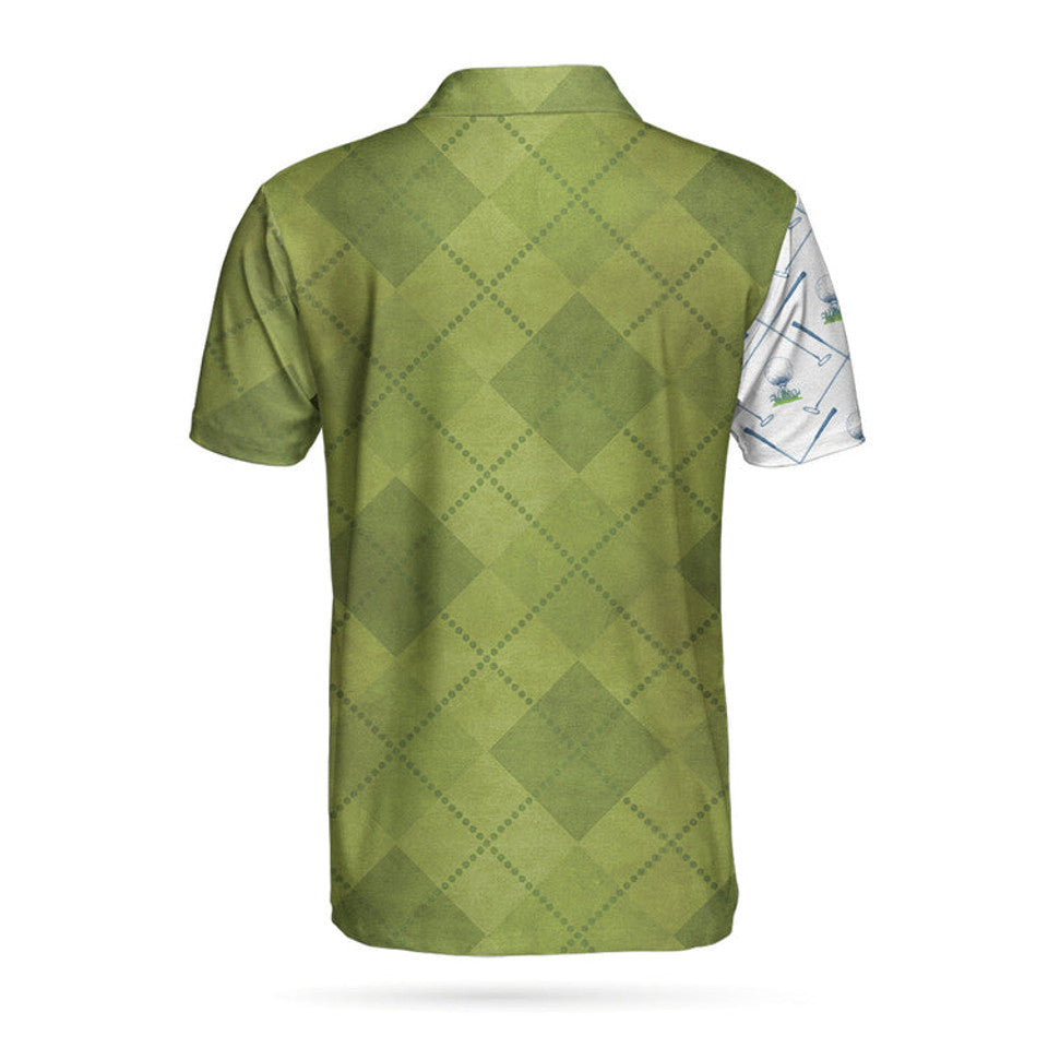 Golf Pattern Green and White Golf Club Skull Men's Polo Shirt S-5XL
