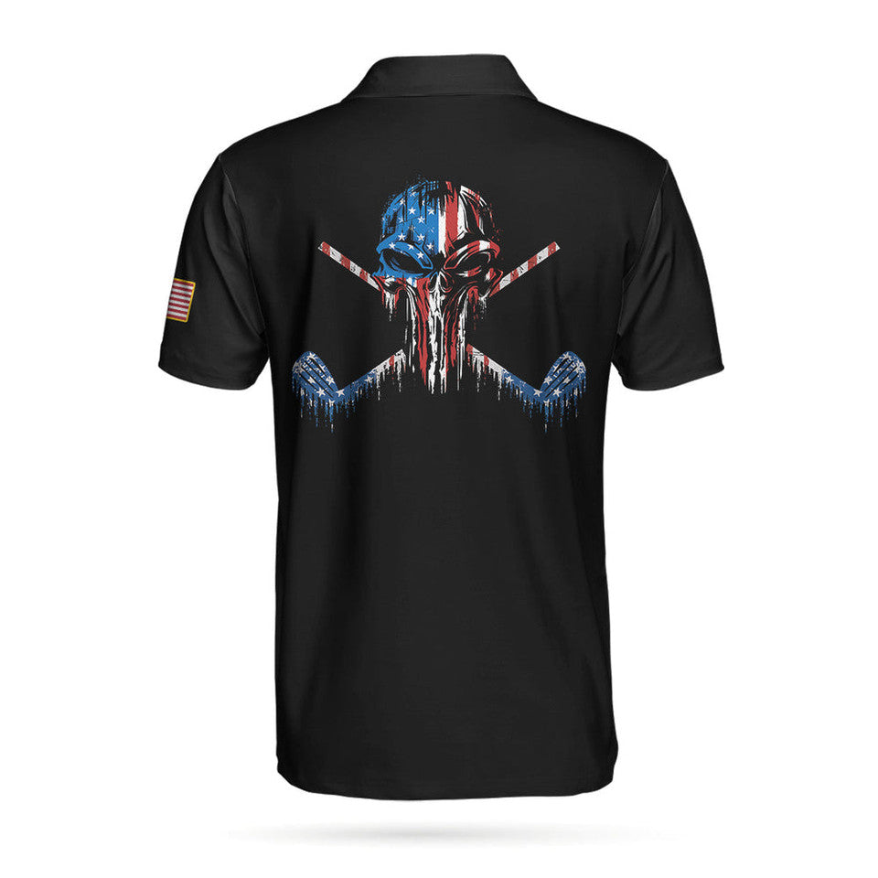 Golf Skull America Flag Short Sleeve Wet Paint Best Shirt Men's Polo Shirt S-5XL