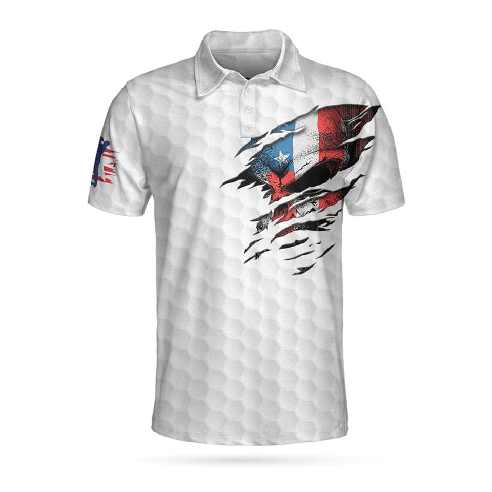Golf Skull American Flag White Golf Pattern Polo Shirt Men's Polo Shirt S-5XL