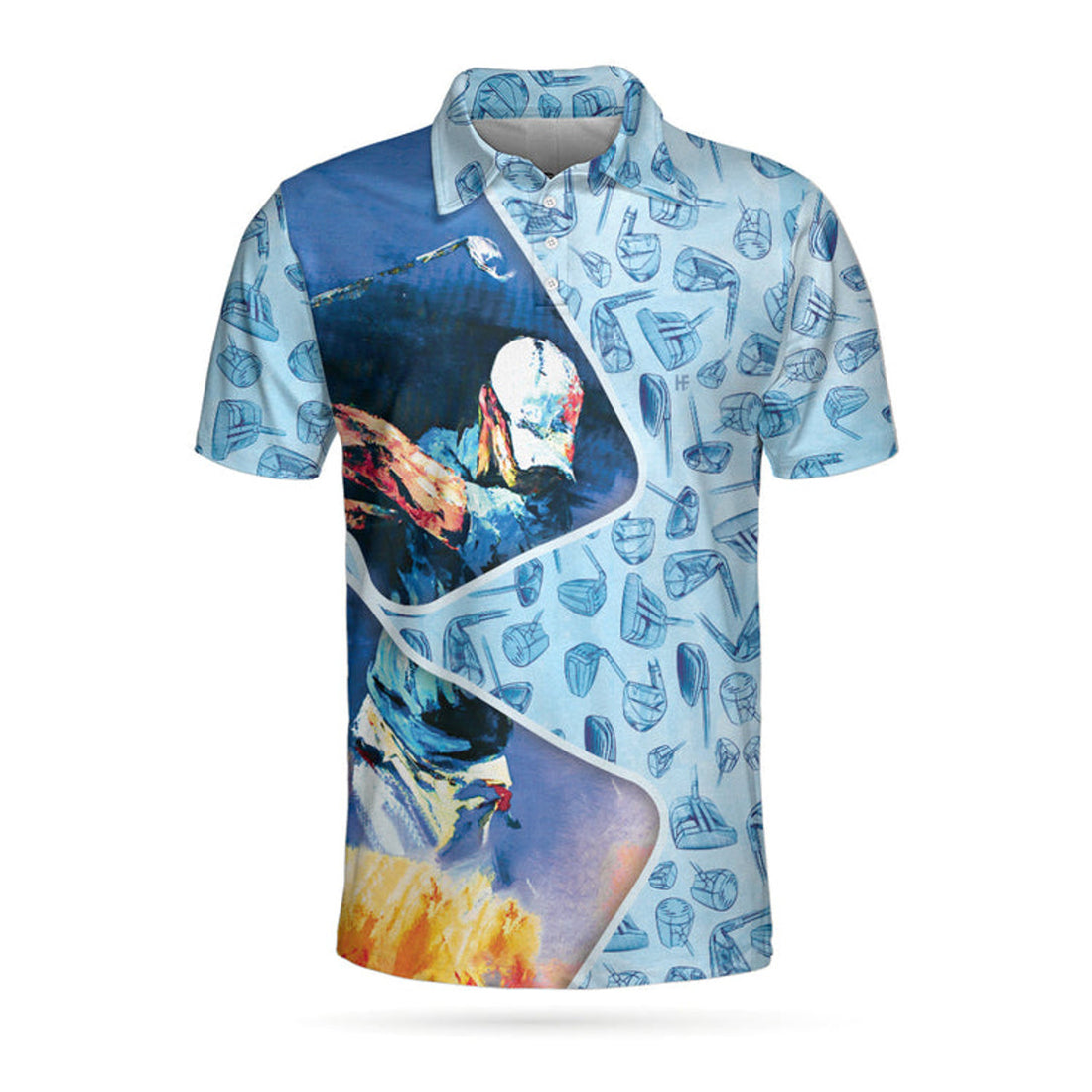 Golf Swing Abstract Golf Club Pattern Sky Blue Shirt Men's Polo Shirt S-5XL