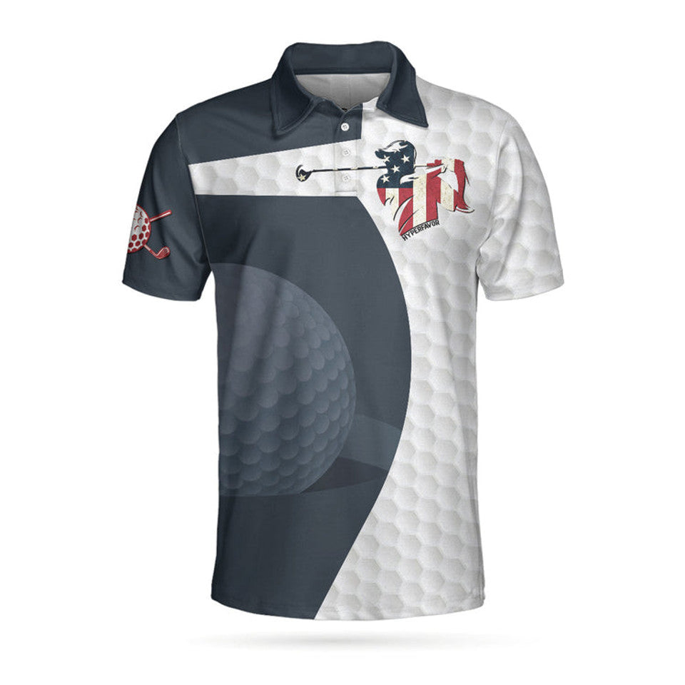 Patriotic Golf Swing American Flag Cool Gift For Golfers Men's Polo Shirt S-5XL
