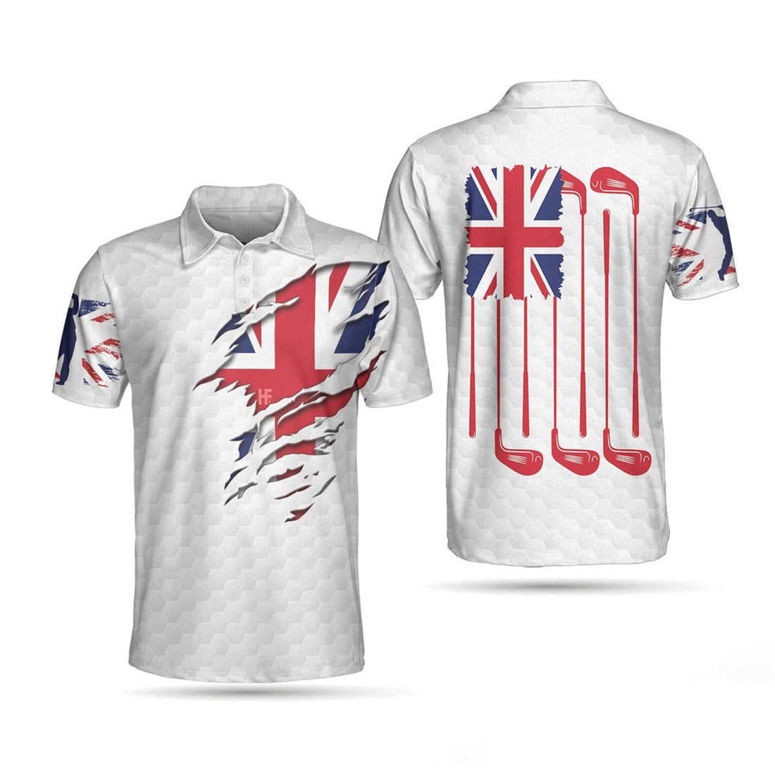 UK Golf Club Union Jack Shirt Men's Polo Shirt S-5XL