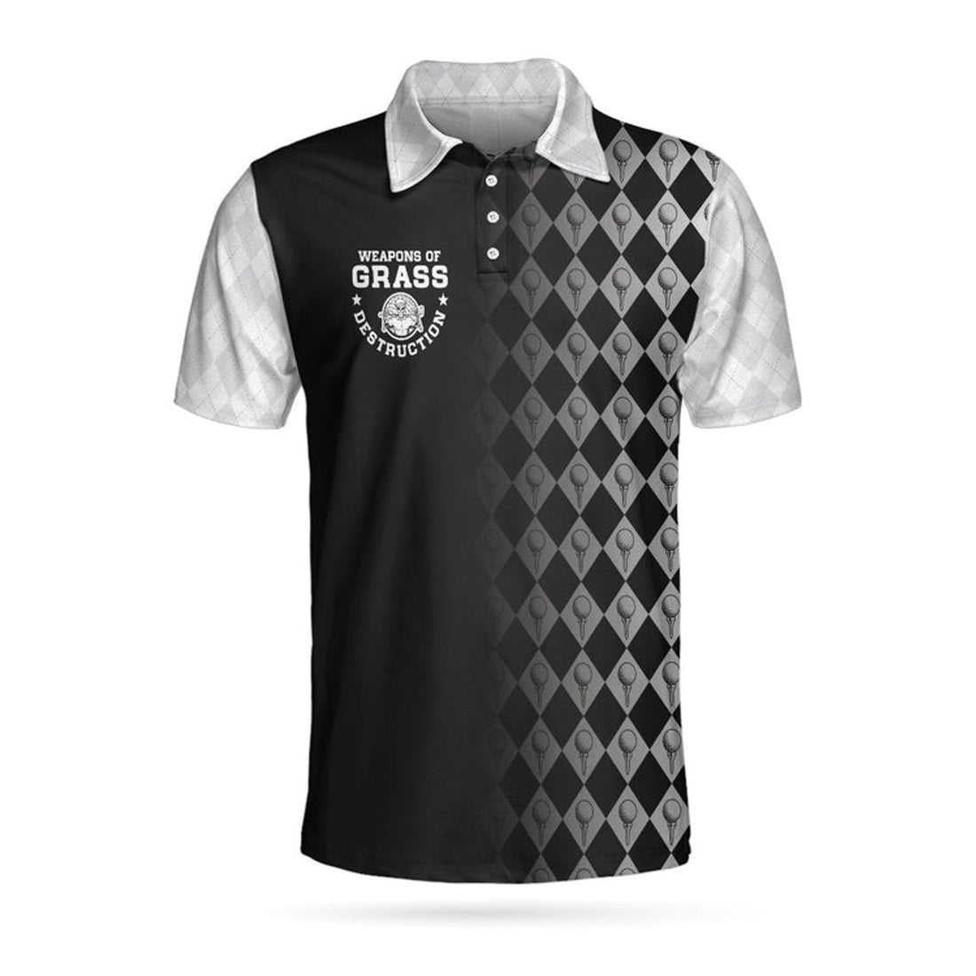 Golf Weapons Of Grass Destruction Black White Polo Shirt Men's Polo Shirt S-5XL