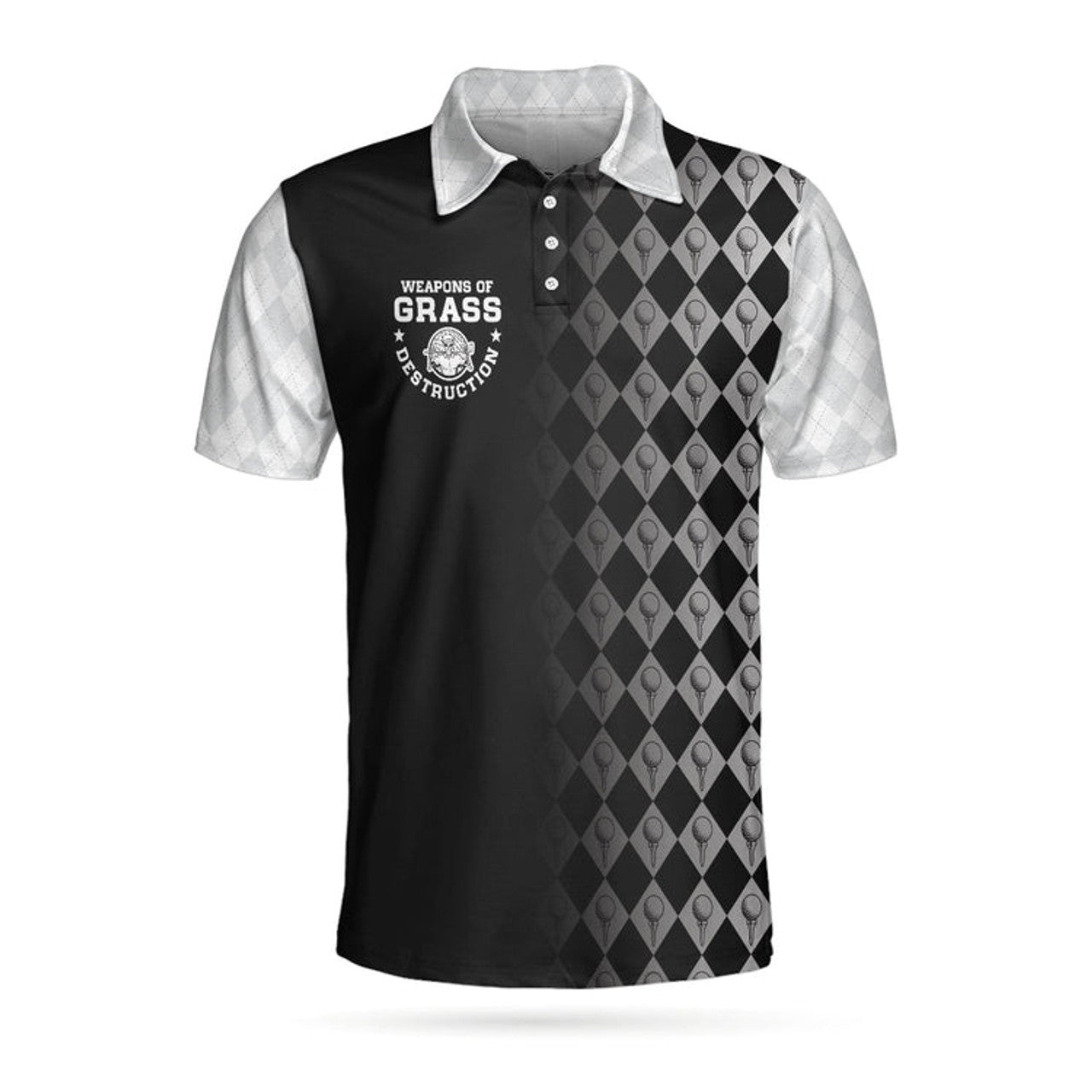 Golf Weapons Of Grass Destruction Black White Polo Shirt Men's Polo Shirt S-5XL