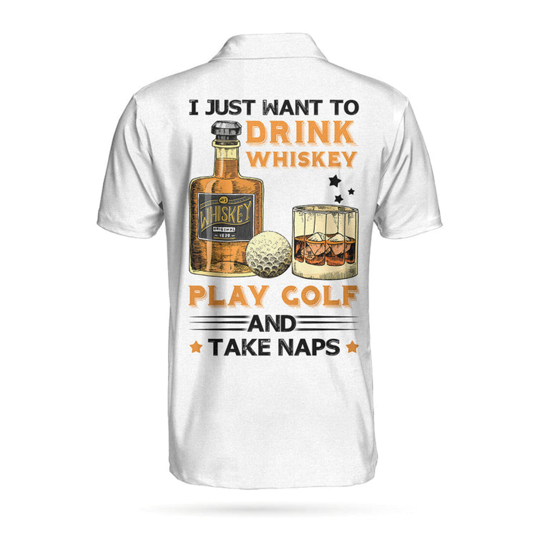 Golf Whisky Take Naps Short Sleeve Polo Shirt White Men's Polo Shirt S-5XL