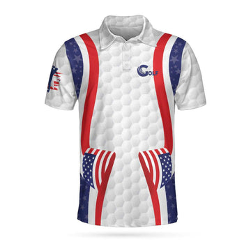 Patriotic USA Golf Polo Shirt Curve American Flag Gift Men's Polo Shirt S-5XL