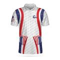Patriotic USA Golf Shirt Symmetric Curve American Flag Men's Polo Shirt S-5XL