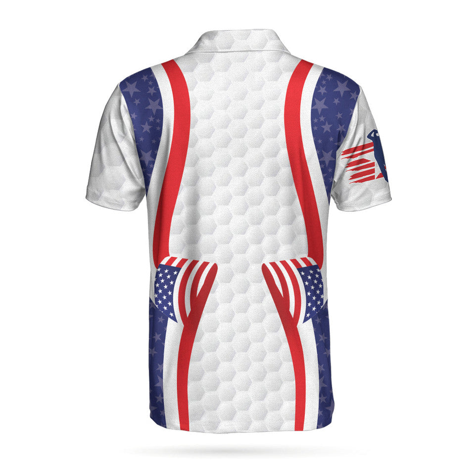 Patriotic USA Golf Polo Shirt Curve American Flag Gift Men's Polo Shirt S-5XL