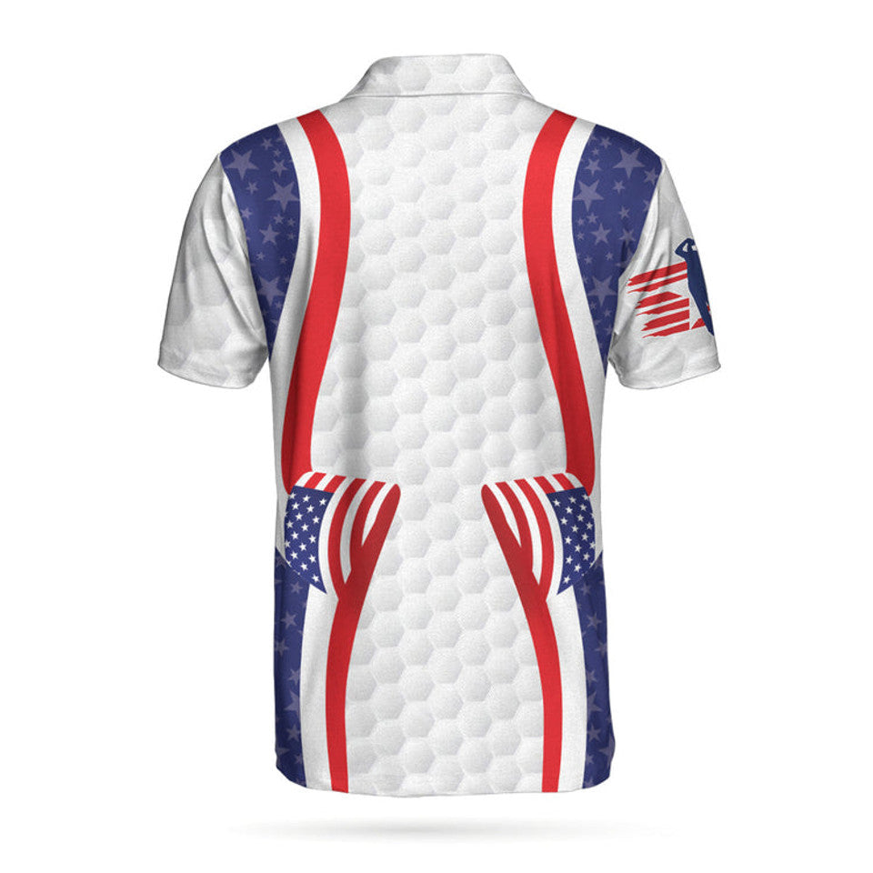 Patriotic USA Golf Shirt Symmetric Curve American Flag Men's Polo Shirt S-5XL