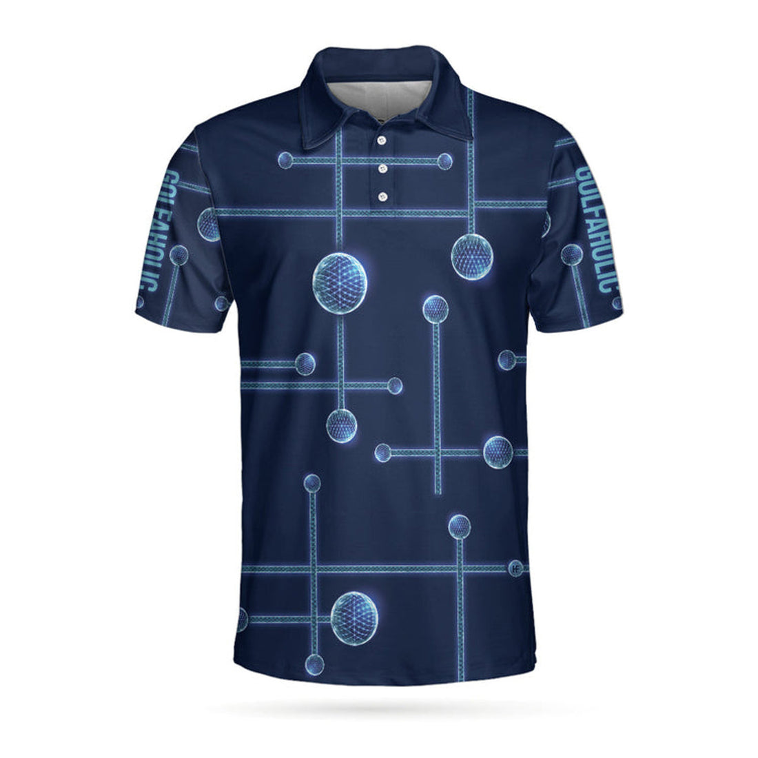 Golfaholic Geometric Golf Ball Design Men's Polo Shirt S-5XL