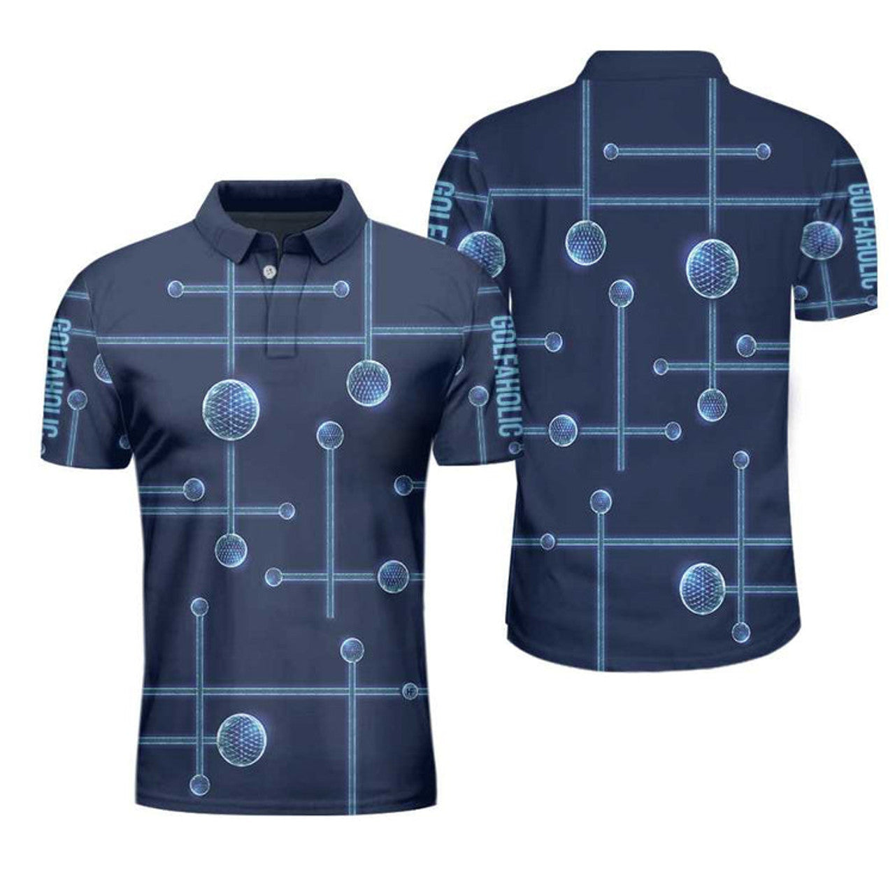 Golfaholic Geometric Golf Ball Design Men's Polo Shirt S-5XL