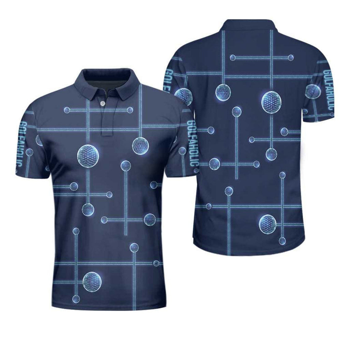 Golfaholic Geometric Golf Ball Design Men's Polo Shirt S-5XL