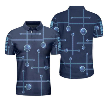 Golfaholic Geometric Golf Ball Design Men's Polo Shirt S-5XL