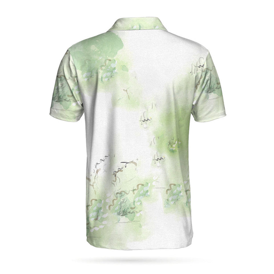 Golfer Painting Short Sleeve Green Tree Pattern Sketching Men's Polo Shirt S-5XL