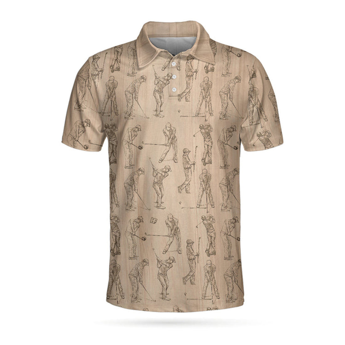 Golfer Pencil Sketch Pattern Men's Polo Shirt S-5XL