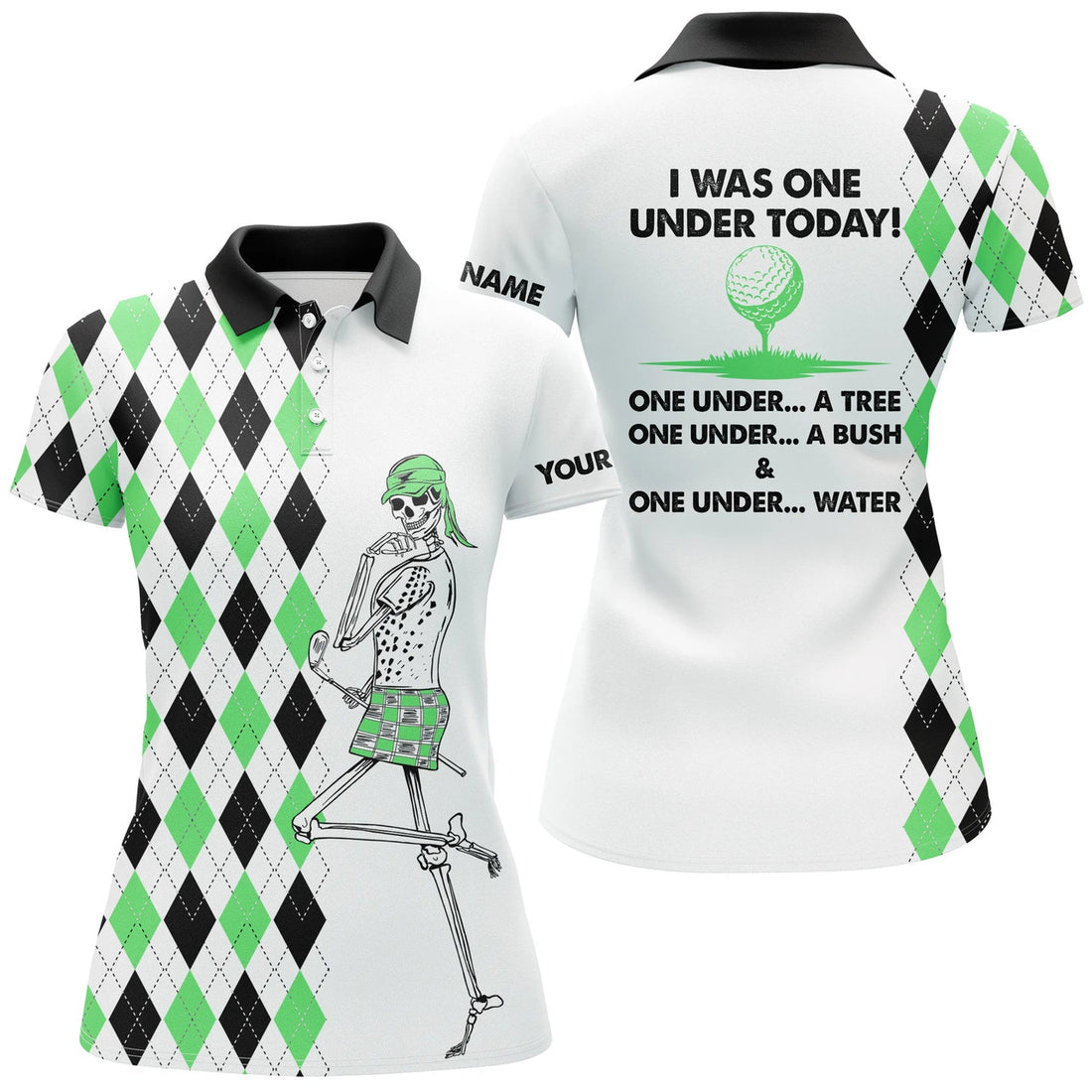 Custom Golf Skull I Was One Under A Tree Bush And Water Women's Polo Shirts S-5XL