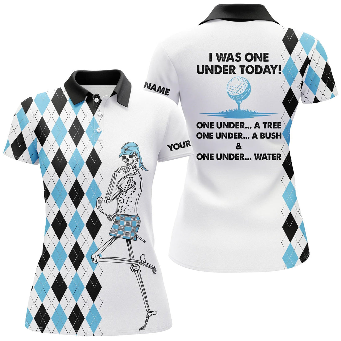 Custom Golf Skull I Was One Under A Tree Bush And Water Women's Polo Shirts S-5XL