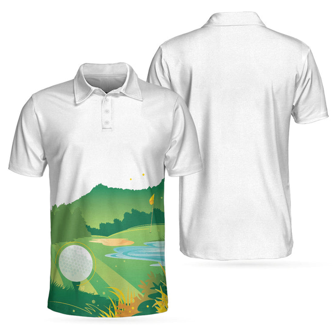 Green Golf Course All Over Print Golf Shirt Cool Gift Men's Polo Shirt S-5XL