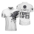 Grip It N Rip It Golf Ball Texture Ripped Skull Pattern Men's Polo Shirt S-5XL