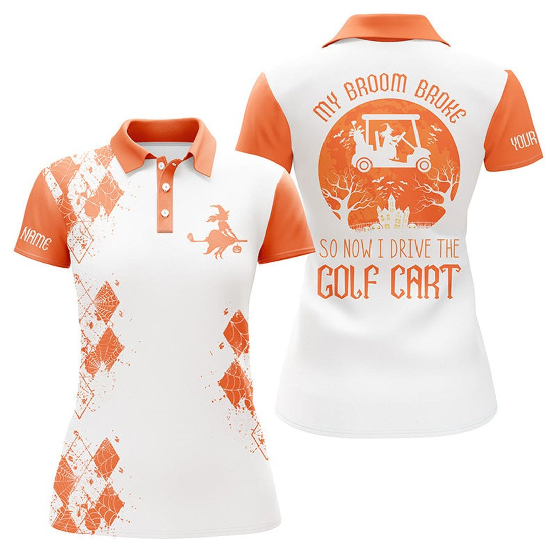 Funny Custom Halloween Golf Cart Driving Gift for Golf Women's Polo Shirts S-5XL
