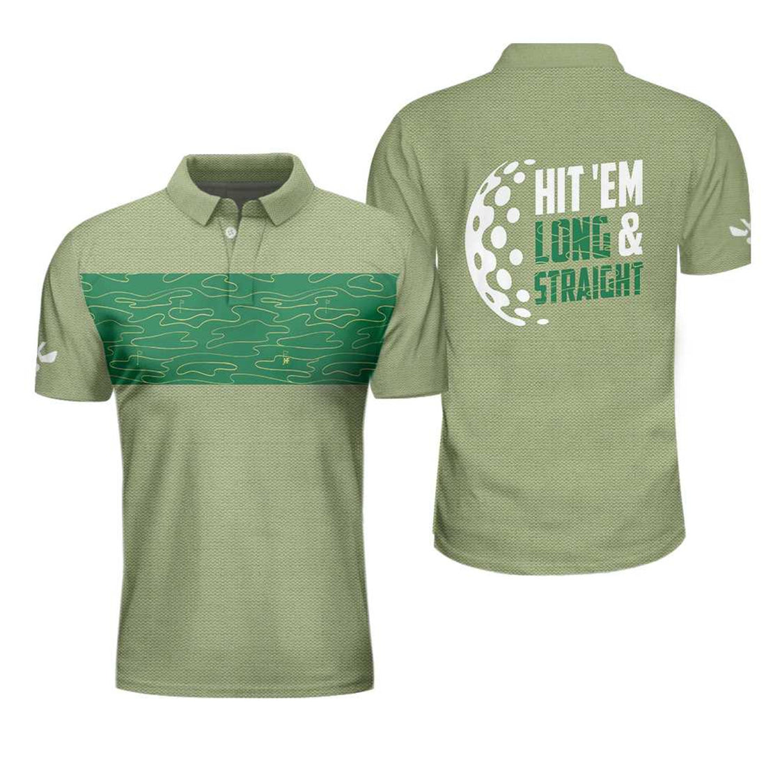 Hit Em Long Straight Golf Course Pattern Cool Gift Men's Polo Shirt S-5XL