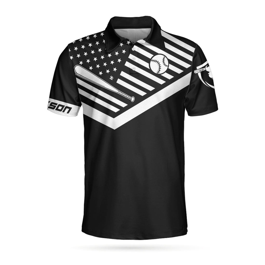 Custom Black American Flag Men's Polo Shirt Hit Hard Run Fast Turn Left