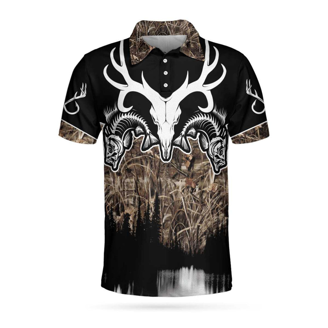 Skull Deer Hunter Fishing Hunting Gift Polo Shirt Men's Polo Shirt S-5XL
