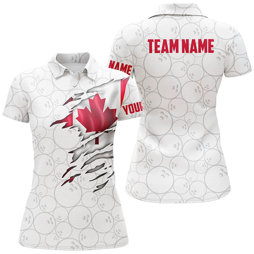 Custom Canadian Flag Bowling Team Shirt For Women's Polo Shirts S-5XL
