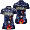 Custom Name Eagle Bowling Shirt Patriotic US Flag Design Women's Polo Shirts S-5XL