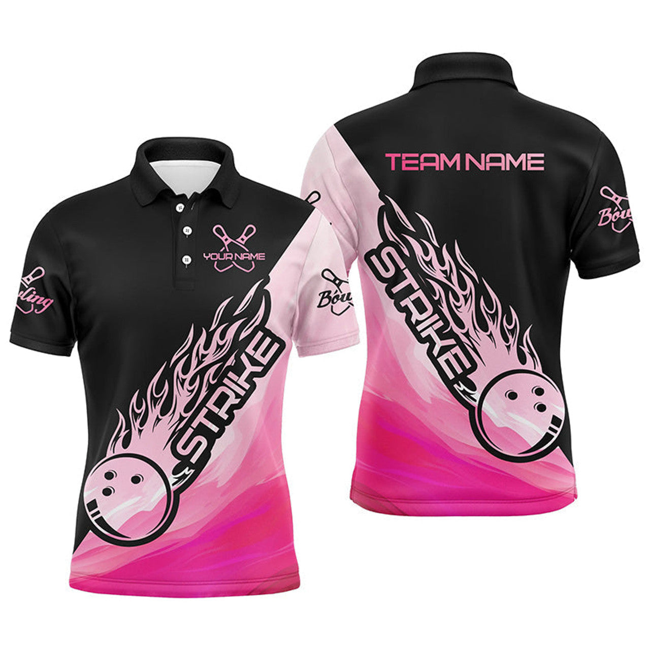 Custom Strike Bowling Pink Shirt Custom Team Outfit Men's Polo Shirt S-5XL