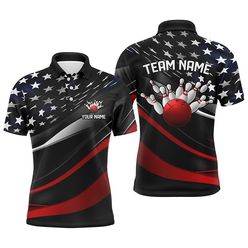 Custom American Flag Bowling Polo Shirt S-5XL Men's Polo Shirt