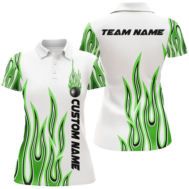 Custom Flame Bowling Shirts Personalized Ball Design Women's Polo Shirts S-5XL