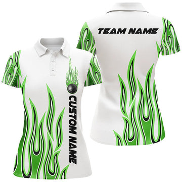 Custom Flame Bowling Shirts Personalized Ball Design Women's Polo Shirts S-5XL
