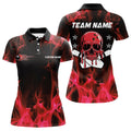Custom Red Flame Skull Bowling Team Polo for Women's Polo Shirts S-5XL
