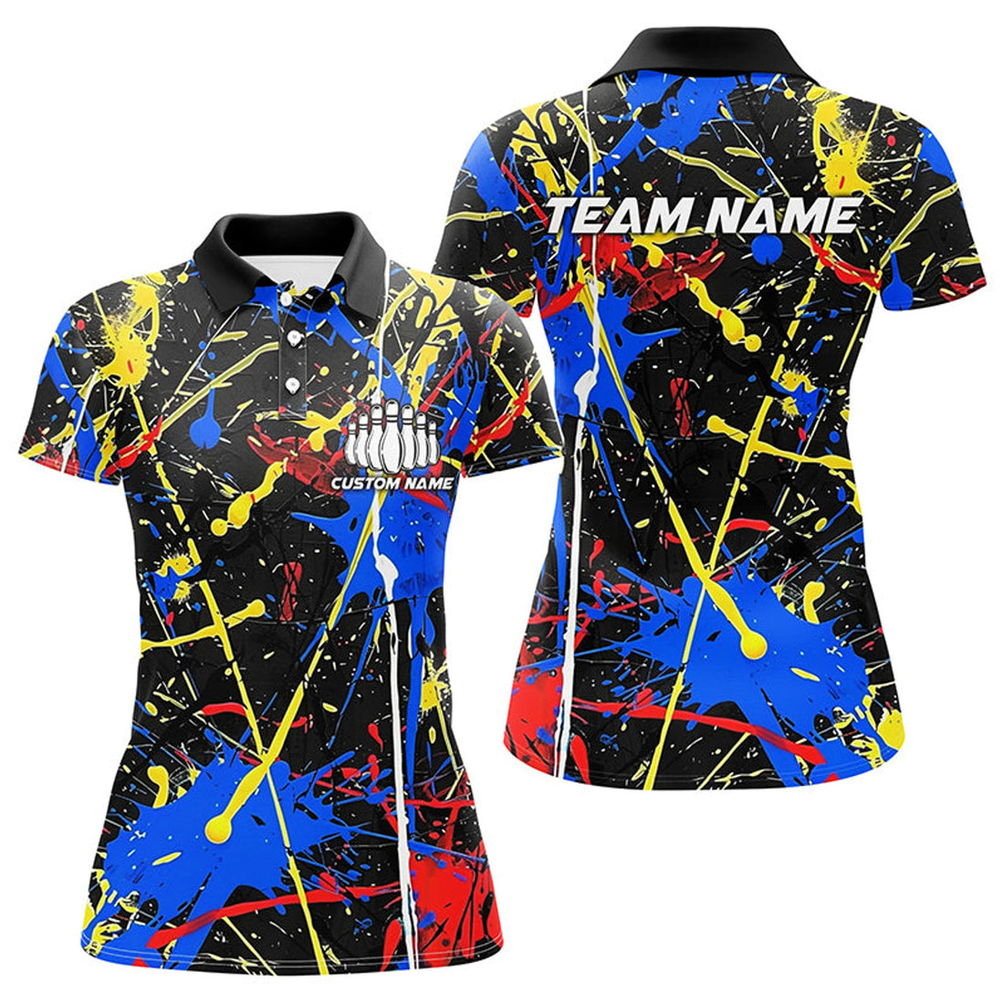 Custom Personalized Colorful Bowling Team Shirts Women's Polo Shirts S-5XL