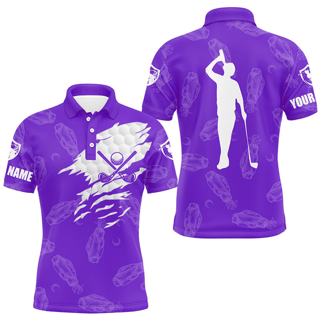 Custom Purple Personalized Golf Polo Custom Name Men's Polo Shirt S-5XL