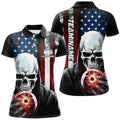 Custom Skull Bowling Team American Bowling Polo Shirt Women's Polo Shirts S-5XL