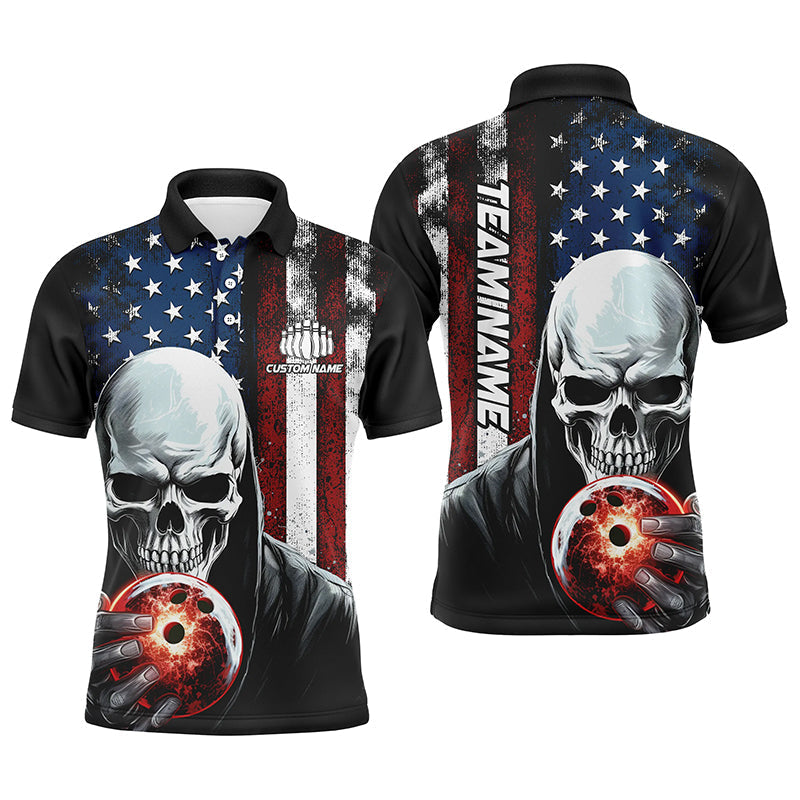 Personalized Skull Bowling Team Jersey American Polo Men's Polo Shirt S-5XL
