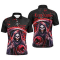 Personalized Bowling And Pins Grim Reaper 3D Shirt Men's Polo Shirt S-5XL