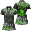Custom Bowling Polo Shirts For Women Green Balls And Pins Women's Polo Shirts S-5XL