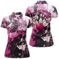 Custom Pink Camo Bowling Personalized Bowling League Women's Polo Shirts S-5XL