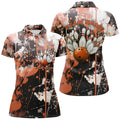 Custom Orange Camo Bowling Shirts Strike Design Women's Polo Shirts S-5XL