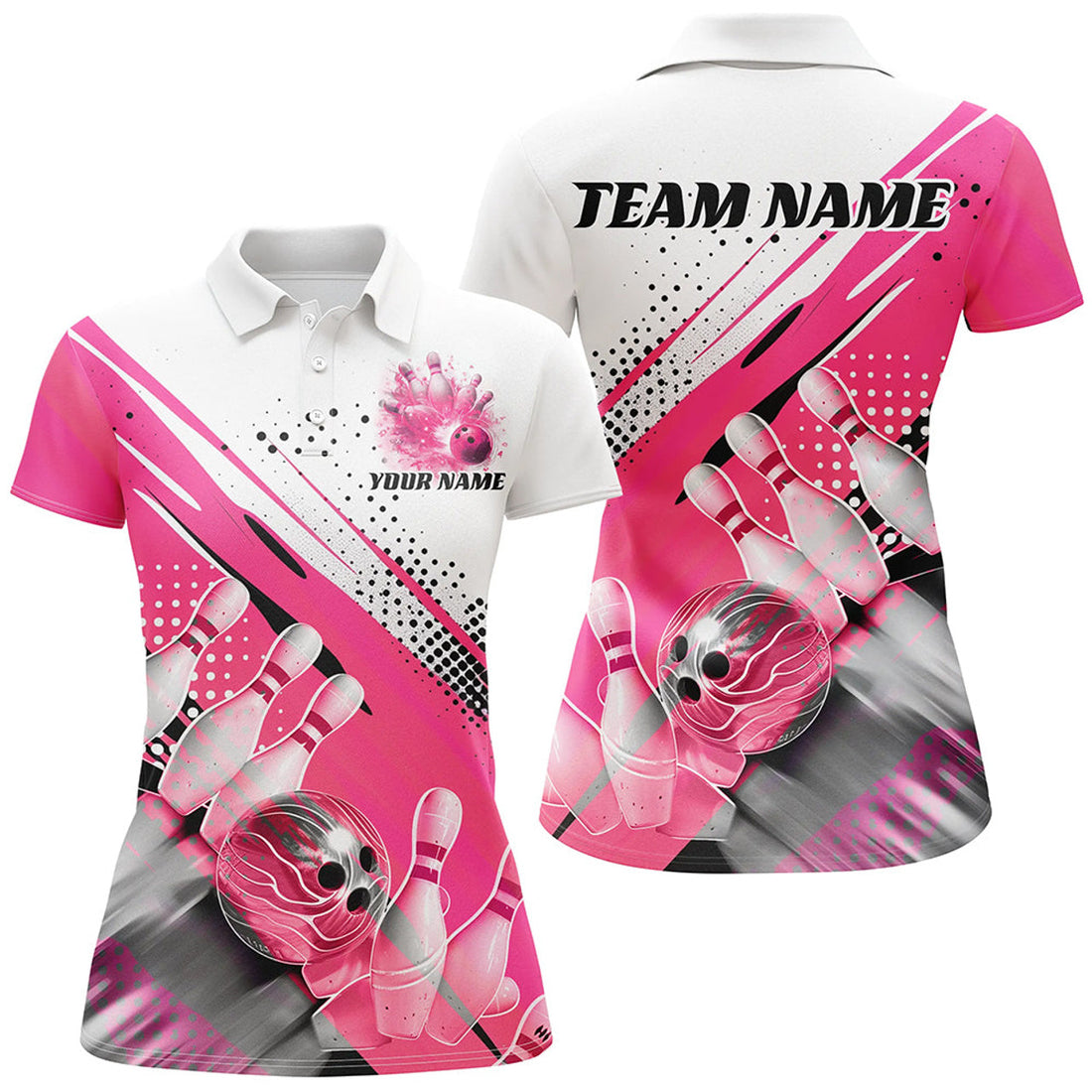 Custom Name Bowling Team Polo For Women Bowling Style Women's Polo Shirts S-5XL