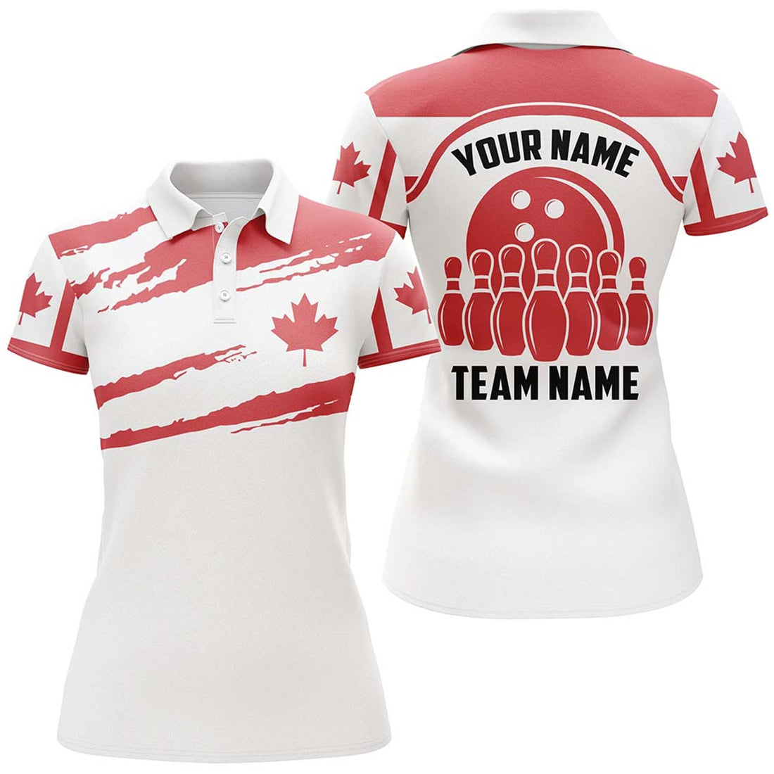 Custom Canada Bowling Team Shirt With Canadian Flag Women's Polo Shirts S-5XL