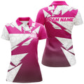 Custom Pink Bowling Team Outfits With Bowling Ball Pattern Women's Polo Shirts S-5XL