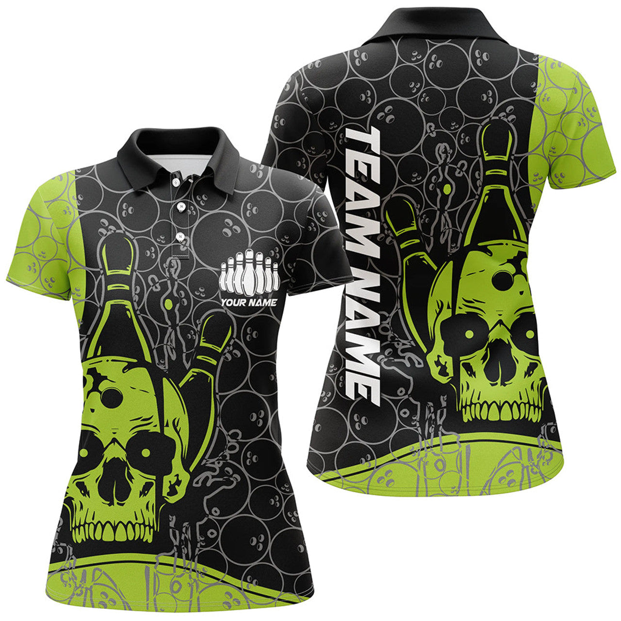 Custom Green Bowling Team Shirt for Women's Polo Shirts S-5XL
