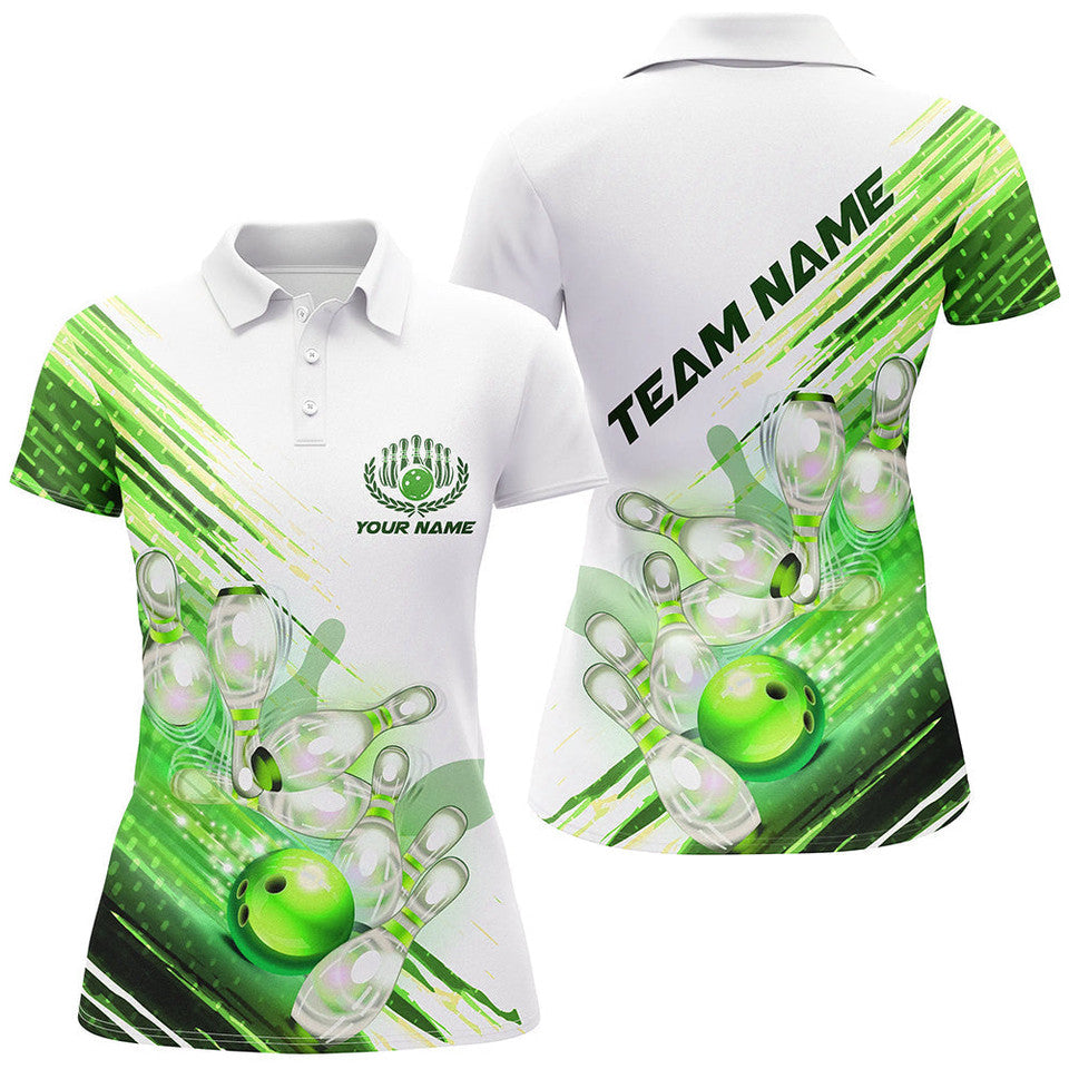 Custom Green Bowling Team Shirts Personalized For Women Women's Polo Shirts S-5XL