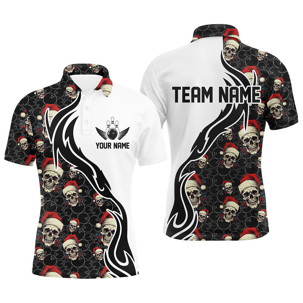 Custom Christmas Skull Team Bowling Men's Polo Shirt