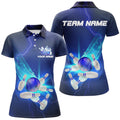 Custom Blue Thunder Lightning Polo Bowling Strike Team Women's Polo Shirts S-5XL